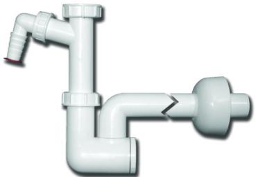 Waschtisch-Siphon DN32x5/4" mit Waschgeräte-Anschluss, Reinigungseinsatz und Rosette. Abgangsbogen drehbar HL133/30